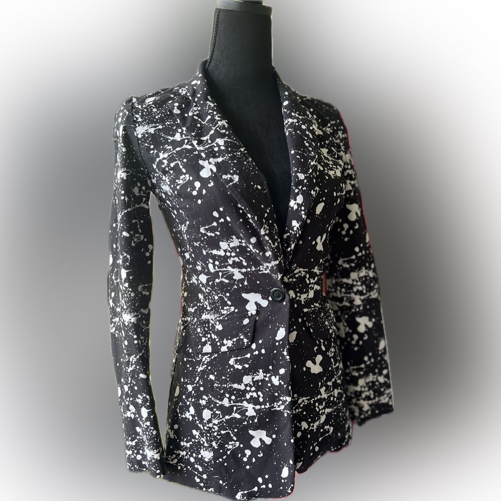 Wearever Paint Splash Blazer BLACk with WHITE Splatters